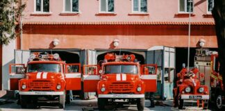 inside of a fire truck